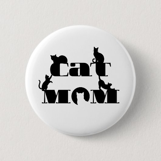 Katzenmutter-Silhouette-Typografie Button (Vorderseite)