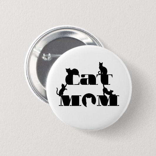 Katzenmutter-Silhouette-Typografie Button (Vorne & Hinten)