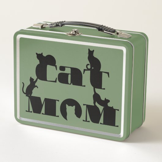 Katzenmutter-Silhouette-Typografie Metall Brotdose (Vorderseite)
