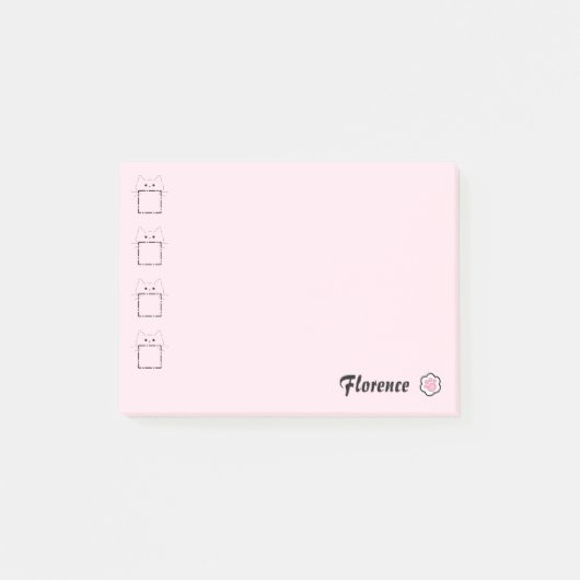 Katzenmutter Süße Katzenpfote Rosa Post-it Klebezettel (Vorderseite)