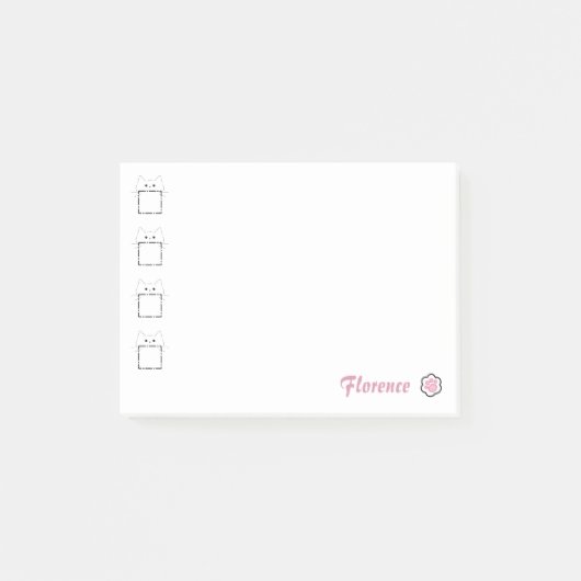 Katzenmutter Süße Katzenpfote Weiß & Rosa Post-it Klebezettel (Vorderseite)