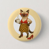 Katzenmutter trinkt Kaffee Button (Vorderseite)