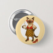 Katzenmutter trinkt Kaffee Button (Vorne & Hinten)