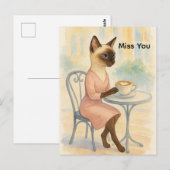 Katzenmutter trinkt Kaffee Postkarte (Vorne/Hinten)