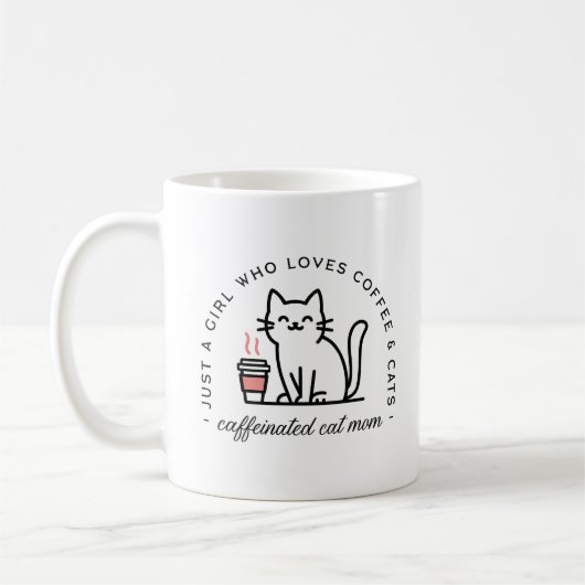 Katzenmutter und Kaffeeverrückte Humor Kaffeetasse (Links)