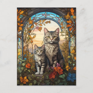 Katzenmutter und Kind Postkarte