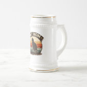 Katzenmutter Vintage Retro Sonnenuntergangs-Design Bierglas (VorderseiteRechts)