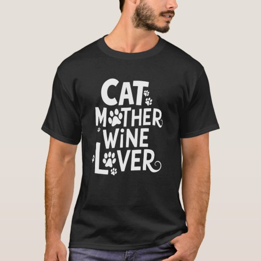 Katzenmutter Weinliebhaberin T-Shirt (Vorderseite)
