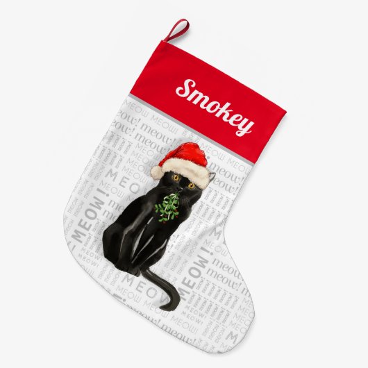 Katzenname Black Bombay Weihnachten Großer Weihnachtsstrumpf (Vorderansicht (hängend))