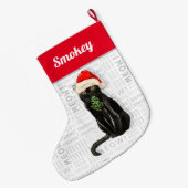 Katzenname Black Bombay Weihnachten Großer Weihnachtsstrumpf (Rückseite (Hängend))