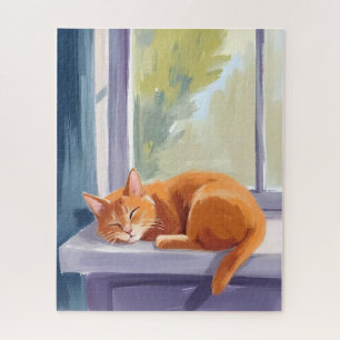 Katzennickerchen   Orange Kitten Wasserfarbe Haust Puzzle