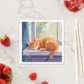 Katzennickerchen | Orange Kitten Wasserfarbe Haust Serviette (Beispiel)