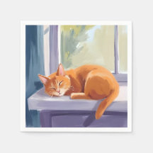 Katzennickerchen | Orange Kitten Wasserfarbe Haust