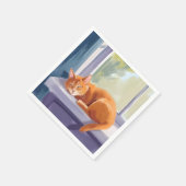Katzennickerchen | Orange Kitten Wasserfarbe Haust Serviette (Ecke)