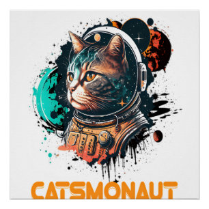 Katzenonaut Astronaut Katze oder Weltraumkatze Poster