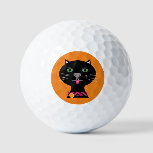 Katzenorangefarbener Hintergrund Golfball (Vorderseite)