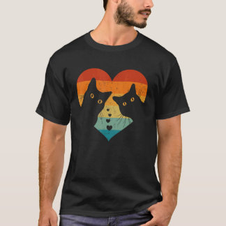 Katzenpaar Retro Vintage-Shirt Lustige Schwarze Ka T-Shirt