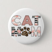 Katzenpaare Mama Rosa Blüten und Leoparden Button (Vorderseite)