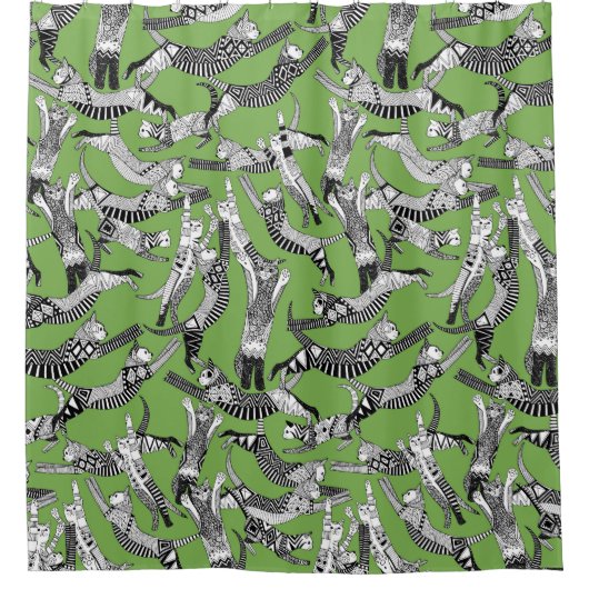 Katzenpalme Party Duschvorhang (Vorderseite)