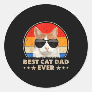 Katzenpapa Ever Vintage Coole Brille Katze Für Vät Runder Aufkleber