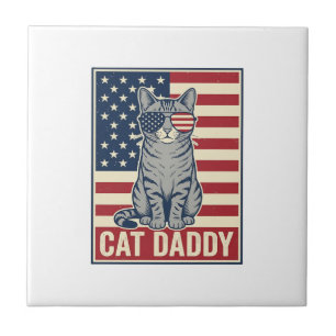 Katzenpapa Patriotische Katzenvektorgestaltung_1 Fliese
