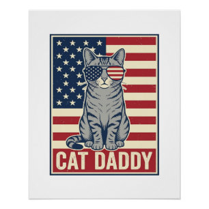 Katzenpapa Patriotische Katzenvektorgestaltung_1 Poster