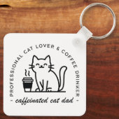 Katzenpapa und Kaffeeliebhaber Hipster Schlüsselanhänger (Rückseite)