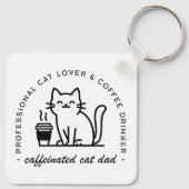 Katzenpapa und Kaffeeliebhaber Hipster Schlüsselanhänger (Rückseite)