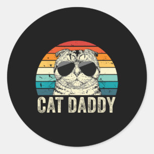 Katzenpapa Vintage abgenutzt Scottish Fold Katzenv Runder Aufkleber