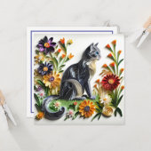 Katzenpapier Katzenkatze und Blume Imitate Karte (Vorderseite/Rückseite Beispiel)
