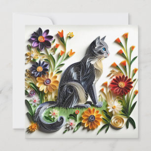 Katzenpapier Katzenkatze und Blume Imitate Karte