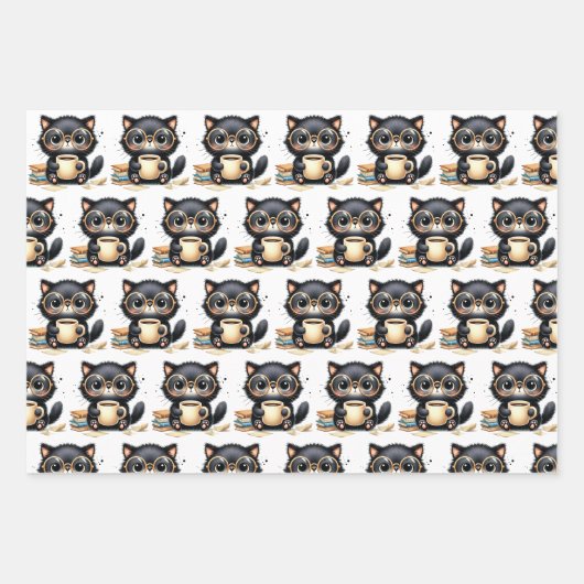 Katzenpapier und Kaffeeverpackungspapier Geschenkpapier Set (Vorderseite)