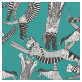 KatzenParty aquamarin Stoff (Nahaufnahme)