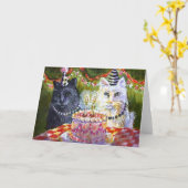 Katzenparty Karte (Gelbe Blume)
