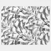 KatzenParty Schwarz-weiß Fleecedecke (Vorderseite (Horizontal))
