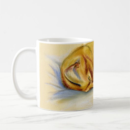 Katzenpastel - Orange Tabby Relaxte Pose Kaffeetasse (Links)