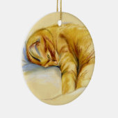 Katzenpastel - Orange Tabby Relaxte Pose Keramikornament (Rechts)