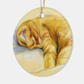 Katzenpastel - Orange Tabby Relaxte Pose Keramikornament (Links)