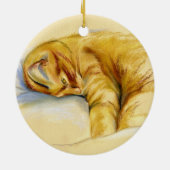 Katzenpastel - Orange Tabby Relaxte Pose Keramikornament (Hinten)
