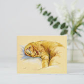 Katzenpastel - Orange Tabby Relaxte Pose Postkarte (Stehend Vorderseite)