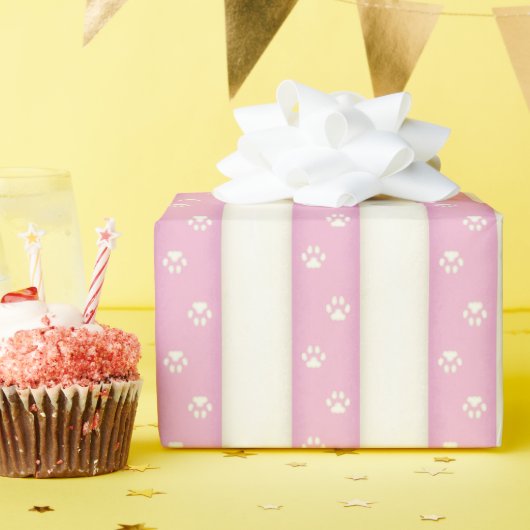 Katzenpaw druckt rosa und antike, weiße Tierspuren Geschenkpapier (Geburtstagsparty)