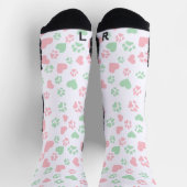 Katzenpaw Print Blush Pink & Soft Minze Grün Socken (Oben)