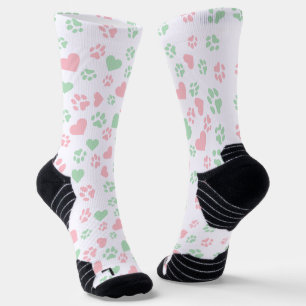 Katzenpaw Print Blush Pink & Soft Minze Grün Socken