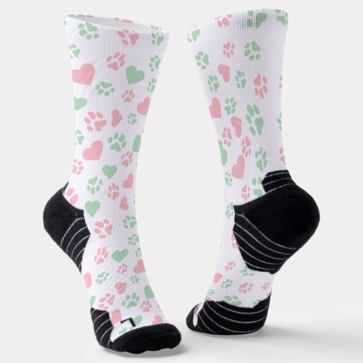 Katzenpaw Print Blush Pink & Soft Minze Grün Socken (Gewinkelt)