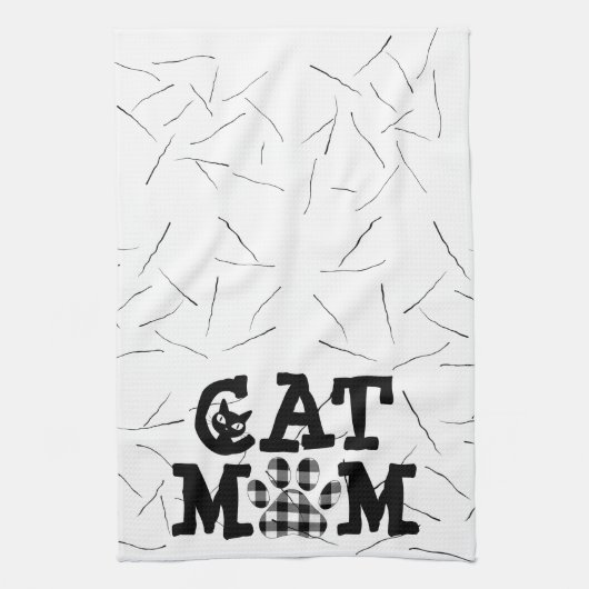 Katzenpawprint Mama mit Katzenhaaren Geschirrtuch (Vertikal)