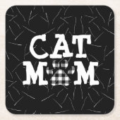 Katzenpawprint Mama mit Katzenhaaren Rechteckiger Pappuntersetzer (Vorderseite)