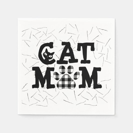 Katzenpawprint Mama mit Katzenhaaren Serviette (Vorderseite)