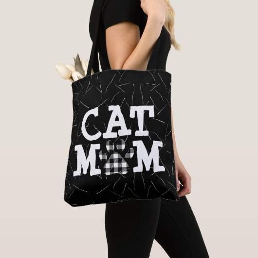 Katzenpawprint Mama mit Katzenhaaren Tasche (Von Nahem)