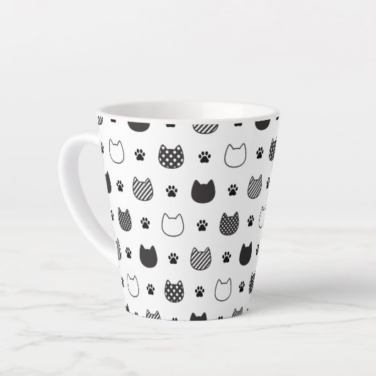 Katzenpaws & Faces - Niedliche Schwarz-Weiß-Latte- Milchtasse (Linke Ecke)