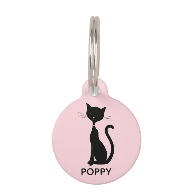 KatzenPersonalisiert rosa Pink ID-Tag Haustiermarke (Vorderseite)